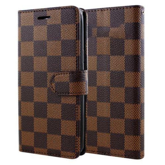 Samsung Galaxy S22 models Valreda LUXion Brown Checker Flip Wallet Case - Picture 1 of 2